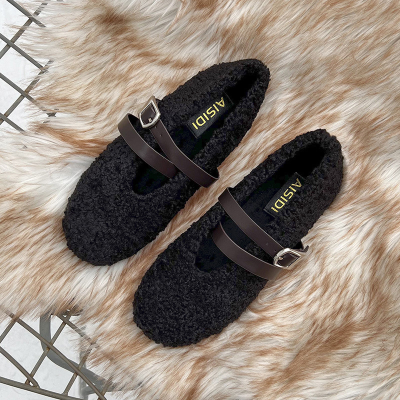Mary Jane cipele, casual stil, zaobljeni vrh, gornji dio od pamuka, unutrašnjost od umjetnog kratkog pliša, niska peta 1-3 cm