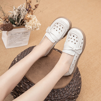 Loafers za trudnice od kože prvog sloja, s protukliznom gumom, okrugla vrh, ravni potplat 1–3 cm, pogodni za proljeće-ljeto-jesen