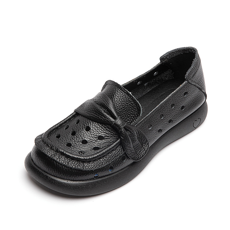 Loafers za trudnice od kože prvog sloja, s protukliznom gumom, okrugla vrh, ravni potplat 1–3 cm, pogodni za proljeće-ljeto-jesen