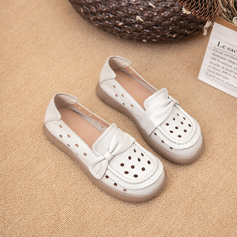 Loafers za trudnice od kože prvog sloja, s protukliznom gumom, okrugla vrh, ravni potplat 1–3 cm, pogodni za proljeće-ljeto-jesen