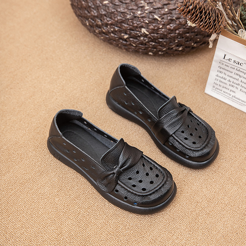 Loafers za trudnice od kože prvog sloja, s protukliznom gumom, okrugla vrh, ravni potplat 1–3 cm, pogodni za proljeće-ljeto-jesen