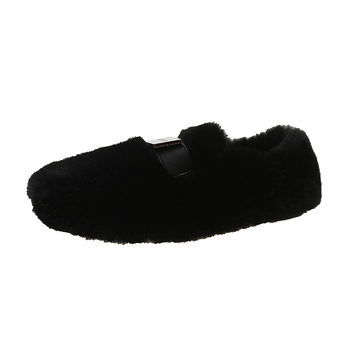Ženske zimske cipele slip-on s umjetnim plišem, zaobljeni vrh, niski plosnati potplat 1–3 cm