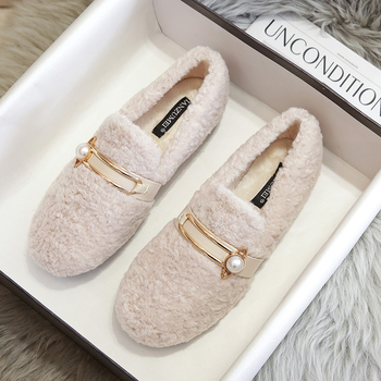 Ženske slip-on cipele s debelim potplatom od ovčje vune, podstava od umjetnog krzna, gumeni potplat, niski gležanj, 1–3 cm visina