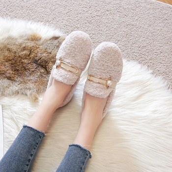 Ženske slip-on cipele s debelim potplatom od ovčje vune, podstava od umjetnog krzna, gumeni potplat, niski gležanj, 1–3 cm visina