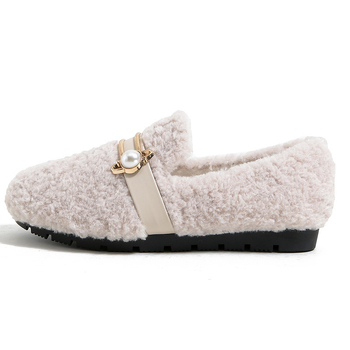 Ženske slip-on cipele s debelim potplatom od ovčje vune, podstava od umjetnog krzna, gumeni potplat, niski gležanj, 1–3 cm visina