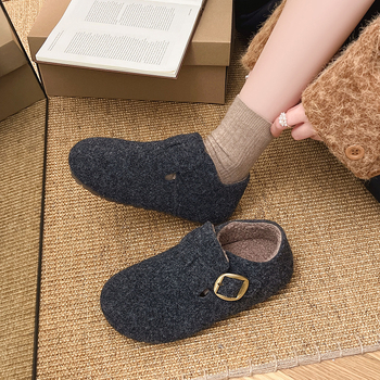 Pantofi de damă din velur cu căptușeală pluș, slip-on, toc mic 1–3 cm, talpă PVC