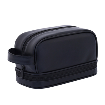 Nostalgična dvostruka torbica za kozmetiku za putovanja, vodootporna, kubičnog PU materijala, velika kapaciteta, višenamjenska