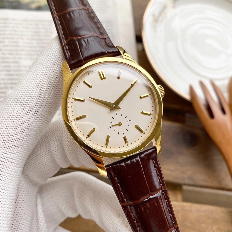 Muški mehanički kalendarski sat s kožnim remenom, kućište od nehrđajućeg čelika, promjer brojčanika 40,5 mm