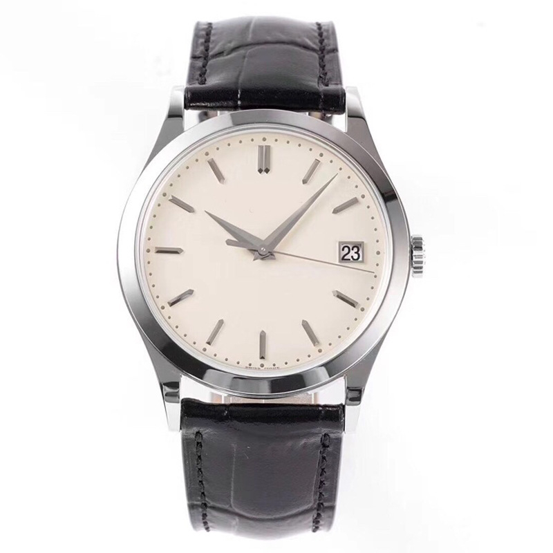 Muški mehanički kalendarski sat s kožnim remenom, kućište od nehrđajućeg čelika, promjer brojčanika 40,5 mm