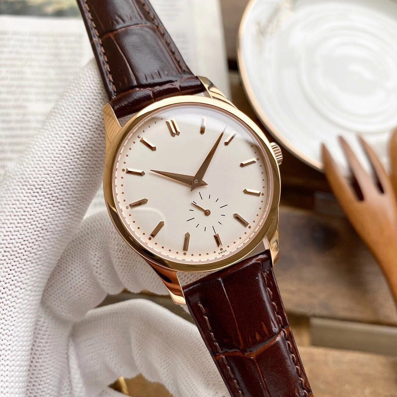 Muški mehanički kalendarski sat s kožnim remenom, kućište od nehrđajućeg čelika, promjer brojčanika 40,5 mm