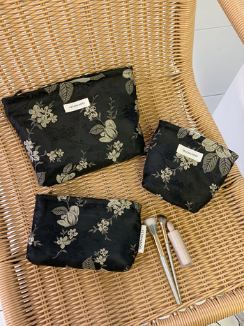 Make-up torbica s floralnim uzorkom, vanjska strana od poliestera, platnena podstava, sklopiva, unisex kozmetički organizator (svjež i sladak stil)