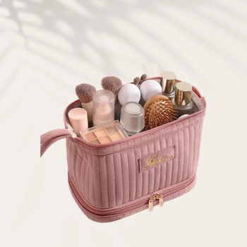 Torba za kozmetiku velikog kapaciteta, dvostruki sloj, holandski baršun, zatvarač