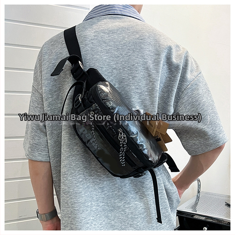 Unisex crossbody taška z polyestersu, mestský jednoduchý štýl, dumpling‑tvar dizajnu, zapínanie na zips