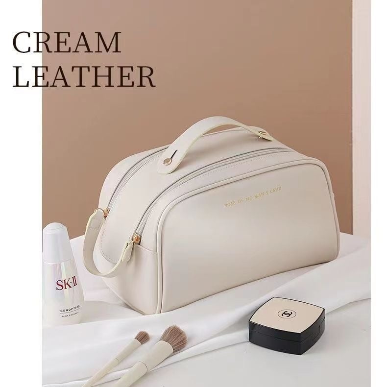 Kozmetička torbica velike kapacitete, dvostruki zatvarač, višeslojno skladištenje, vodootporna, odjeljak za suho i mokro za svakodnevnu upotrebu