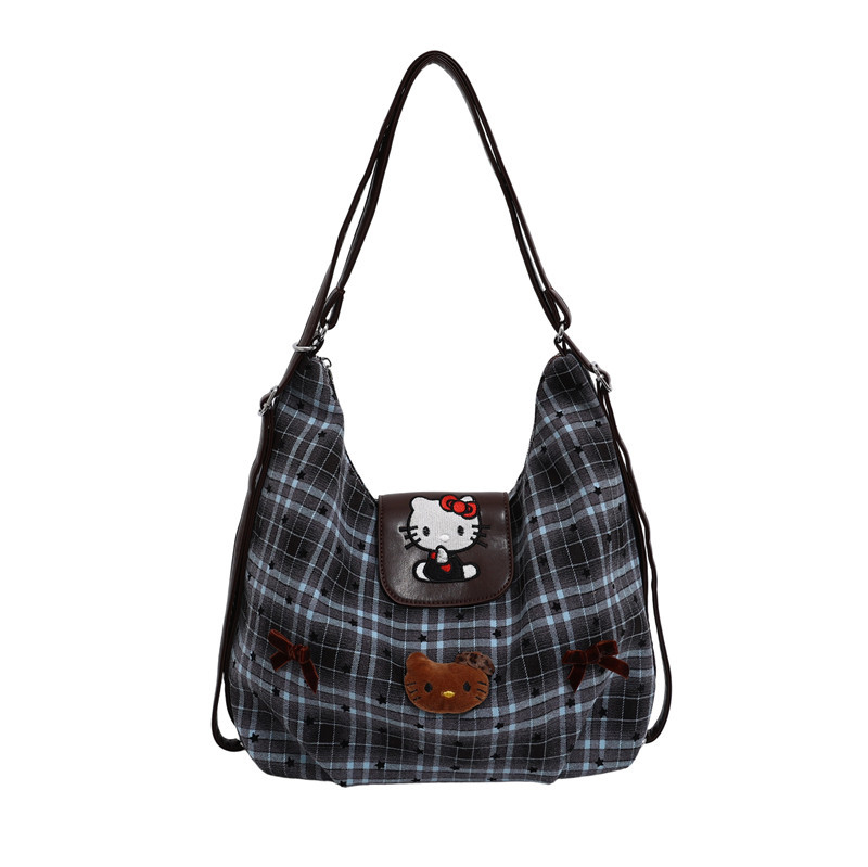 Hello Kitty suede torba za rame, vertikalni kvadratni oblik, zatvaranje na zip, džep za dokumente, jedna naramenica