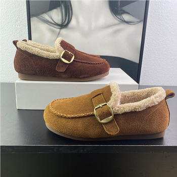 Zuida δερμάτινα loafers με επένδυση γούνας για τον χειμώνα – στρογγυλή μύτη, χαμηλό τακούνι 1–3 cm, επάνω μέρος από δέρμα βοοειδών, εσωτερική επένδυση από συνθετικό μαλλί αγελάδας, σόλα από τένοντα βοείου