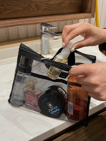 Mrežasta kozmetička torbica – prozračan organizator za kućno skladištenje i putovanja, unisex, bez podstave