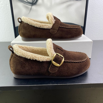 Zuida Loafers από καστόρι αγελάδας, με στρογγυλό δάχτυλο, χαμηλό τακούνι, επένδυση με μαλλί προβάτου