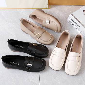 Γυναικείοι loafers με τετράγωνη μύτη, επάνω μέρος από μικροϊνες, χαμηλό τακούνι, slip-on, σόλα από TPR