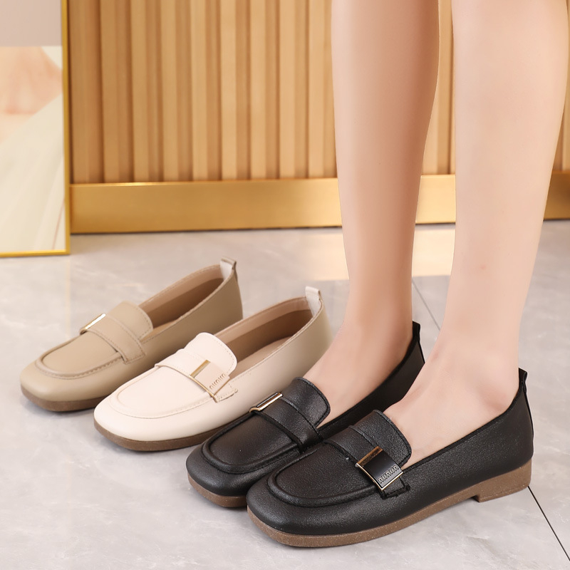 Γυναικείοι loafers με τετράγωνη μύτη, επάνω μέρος από μικροϊνες, χαμηλό τακούνι, slip-on, σόλα από TPR