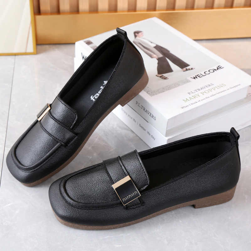 Γυναικείοι loafers με τετράγωνη μύτη, επάνω μέρος από μικροϊνες, χαμηλό τακούνι, slip-on, σόλα από TPR