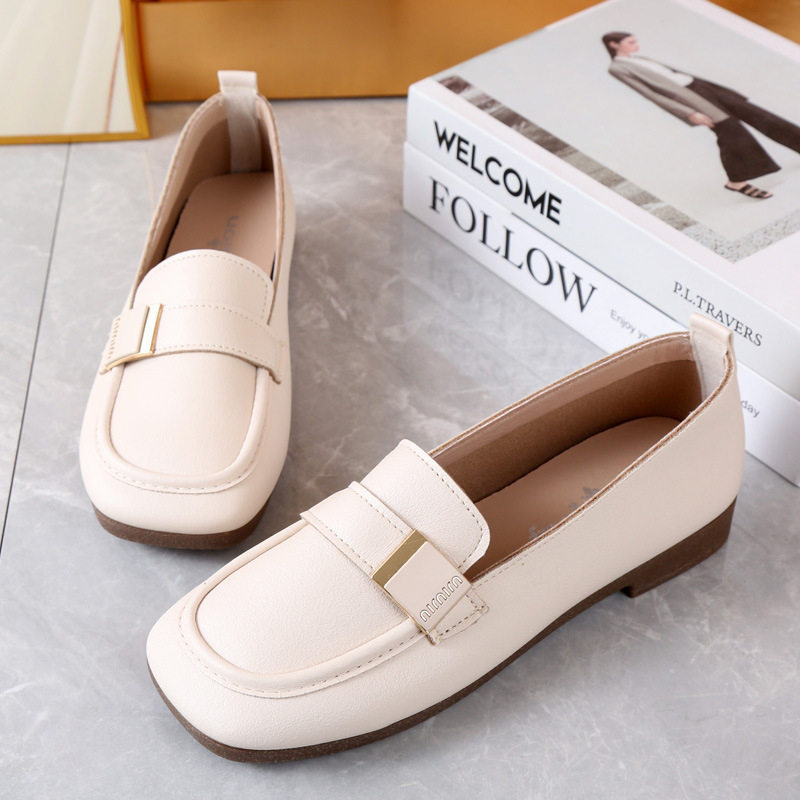 Γυναικείοι loafers με τετράγωνη μύτη, επάνω μέρος από μικροϊνες, χαμηλό τακούνι, slip-on, σόλα από TPR