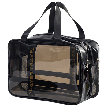 PVC kozmetička torbica, kockasti oblik, vodootporna, odjeljak za suho i mokro, za putovanja