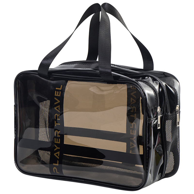 PVC kozmetička torbica, kockasti oblik, vodootporna, odjeljak za suho i mokro, za putovanja