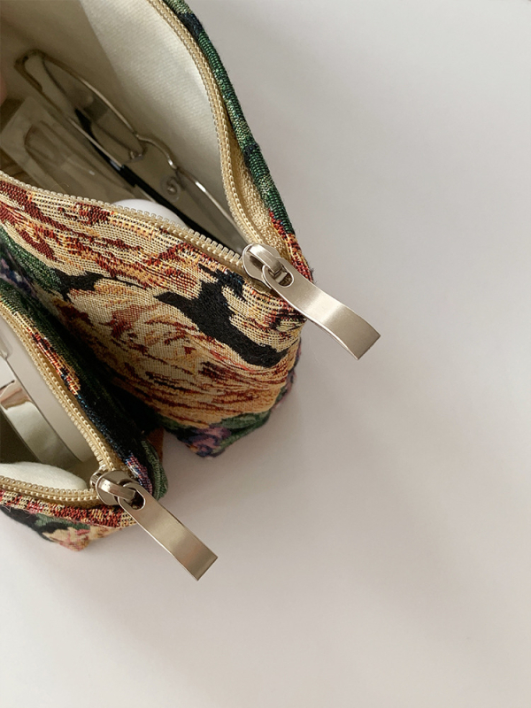 Yetonado kozmetička torbica s izšivanim cvjetnim uzorkom – Veliki kapacitet, Prenosni organizator za kozmetiku, Poliester s podlogom od platna