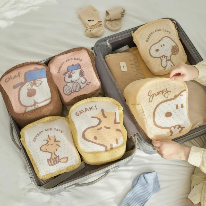 Snoopy u japanskom stilu – mrežasta putna torbica za šminku i higijenske potrepštine – ultra lagana, kubni oblik
