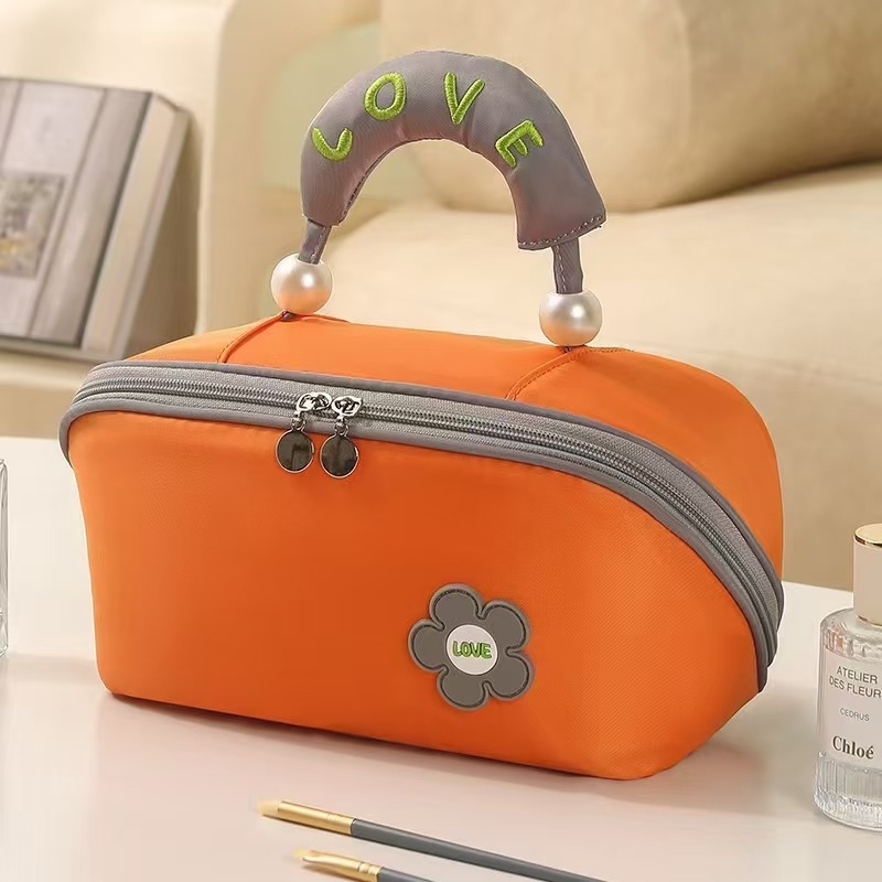 Torba za kozmetiku u obliku jastuka, prenosna, velika kapaciteta, poliester, vodootporna, ultra lagana, slojevite pregrade za putovanja