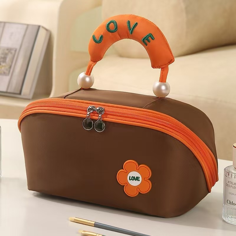 Torba za kozmetiku u obliku jastuka, prenosna, velika kapaciteta, poliester, vodootporna, ultra lagana, slojevite pregrade za putovanja