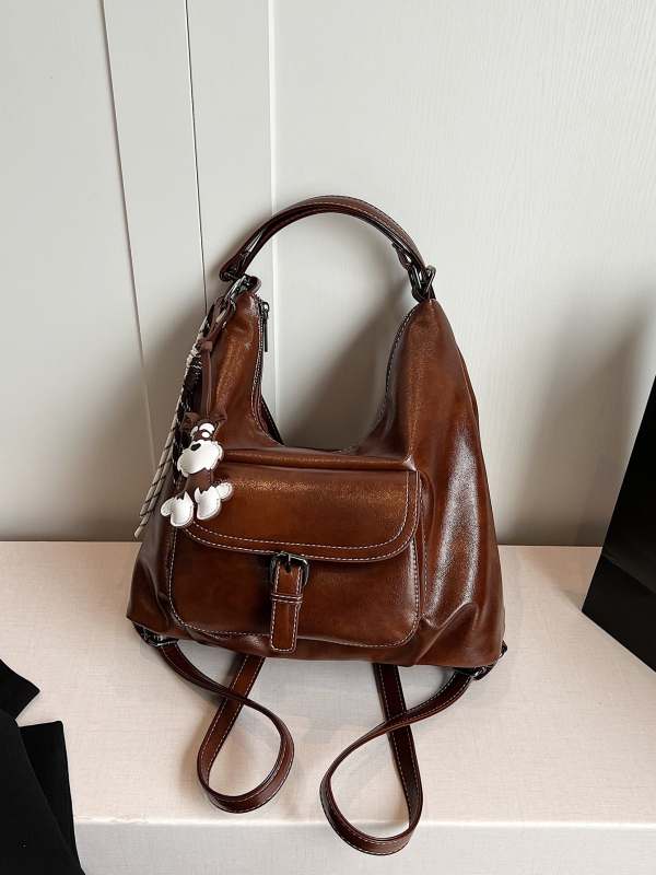 PU crossbody torba s kapom, zatvarač, unutarnja džep na zip i džep za dokumente, vodoravni kvadratni oblik, dvostruke naramenice, Zima 2025