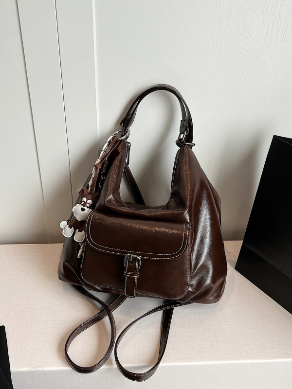 PU crossbody torba s kapom, zatvarač, unutarnja džep na zip i džep za dokumente, vodoravni kvadratni oblik, dvostruke naramenice, Zima 2025