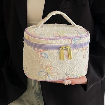 Kozmetička torbica s više slojeva odjeljaka, poliester, uzorak zvijezda, podstava od pamuka, veliki kapacitet, prenosna