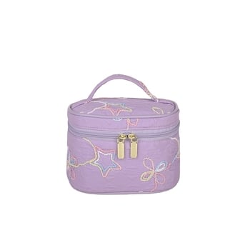 Kozmetička torbica s više slojeva odjeljaka, poliester, uzorak zvijezda, podstava od pamuka, veliki kapacitet, prenosna