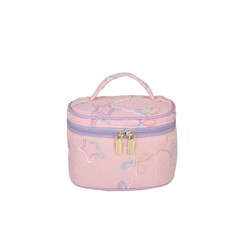 Kozmetička torbica s više slojeva odjeljaka, poliester, uzorak zvijezda, podstava od pamuka, veliki kapacitet, prenosna