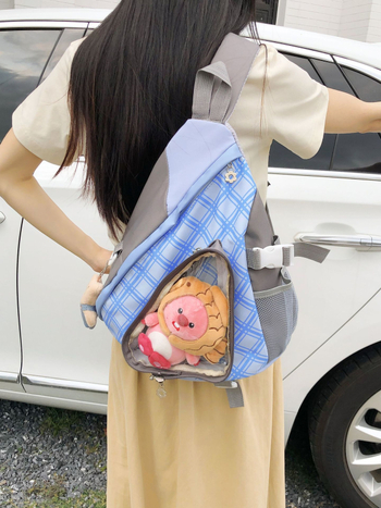 Crossbody torba, svježa i slatka dizajn od najlona, uspravljen kvadratni oblik, zatvaranje na zip, unutarnja džep za telefon, jedna naramenica, proljeće 2025