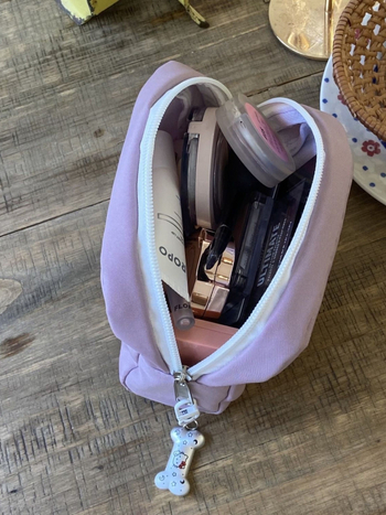 Torbica za šminku s izvezenom mačkom, prijenosna, poliester, podstava poliester, gradski minimalistički stil, prozračna i pogodna za skladištenje