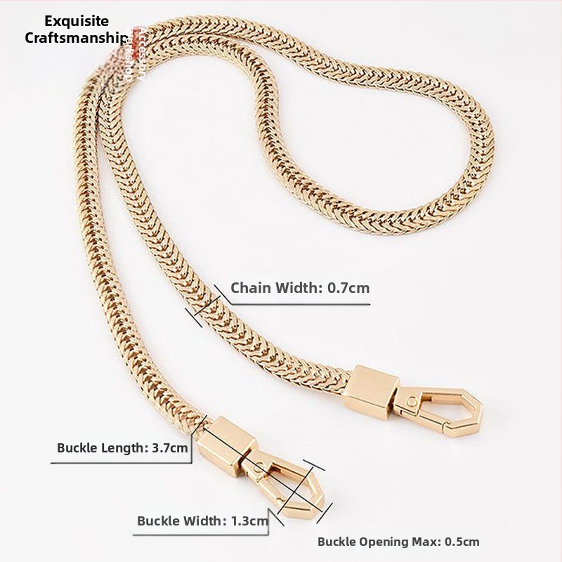PU popruh na tašku, plochý hadí kosť reťaz, kovová reťaz – náhradný popruh na crossbody/ramenný