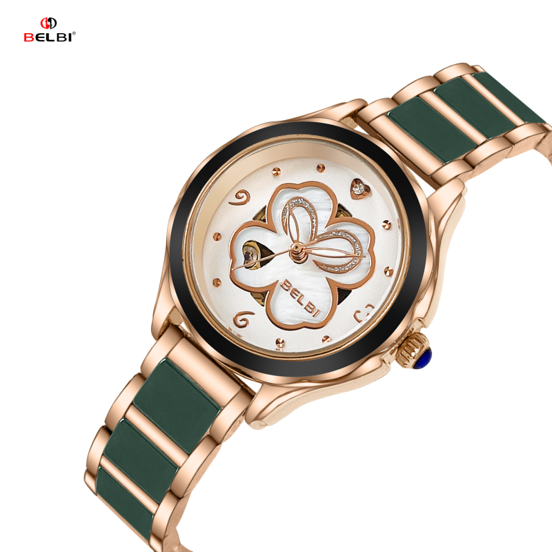 Belbi keramički skeletirani mehanički ženski sat promjer cifera 33 mm