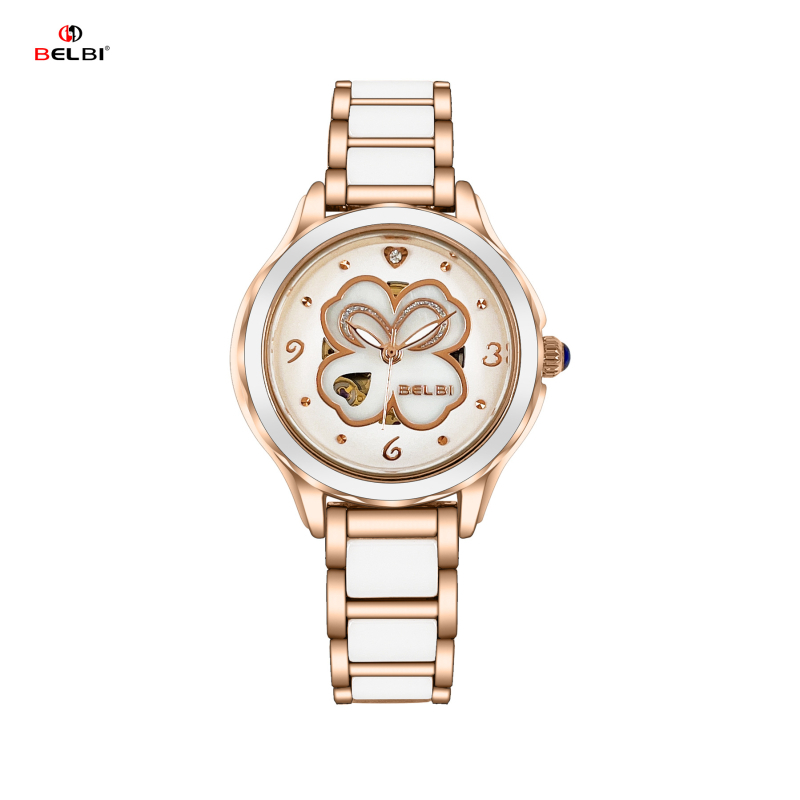 Belbi keramički skeletirani mehanički ženski sat promjer cifera 33 mm