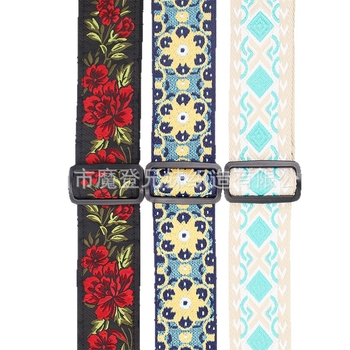 Gitarska naramenica od poliestera s jacquard uzorkom, cvjetni uzorak, podesiva i udobna