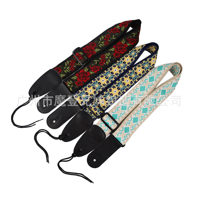 Gitarska naramenica od poliestera s jacquard uzorkom, cvjetni uzorak, podesiva i udobna