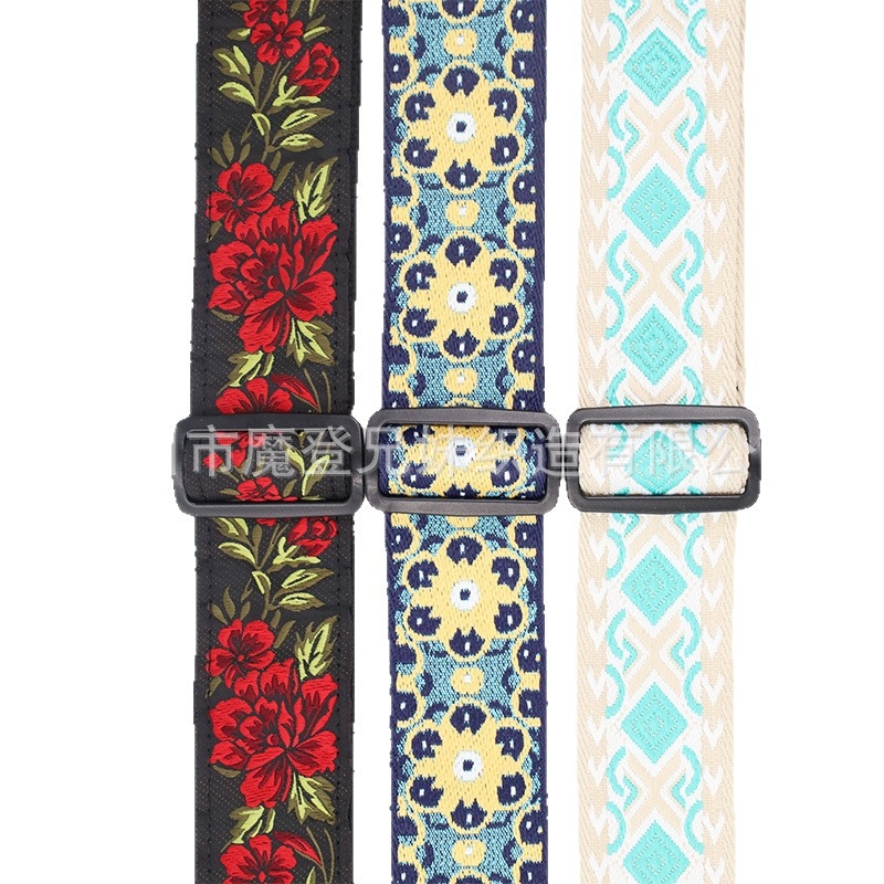 Gitarska naramenica od poliestera s jacquard uzorkom, cvjetni uzorak, podesiva i udobna