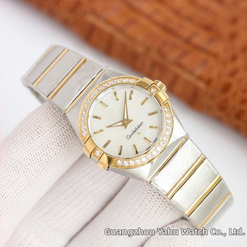 Dámske quartz hodinky s oceľovým puzdrom a nerezovým náramkom, špirálová korunka, Pearl pohon, pôvod Čína