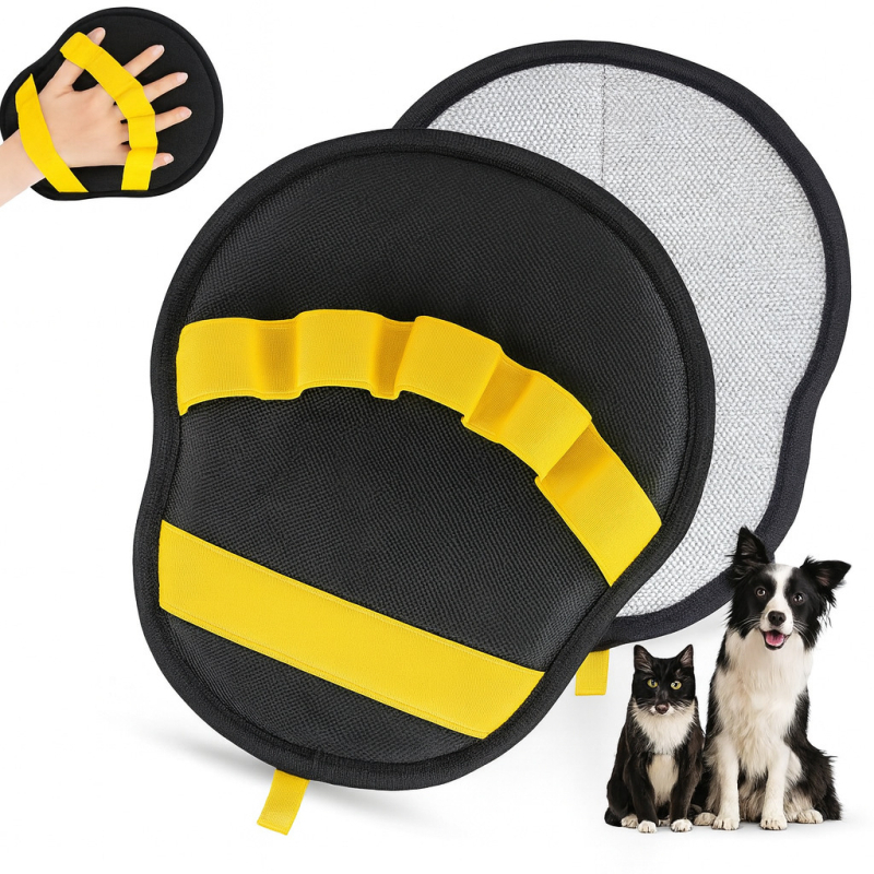 Piecu pirkstu suņu matu noņemšanas cimdi, audums, izliekti matu ķemme, piemērots suņiem