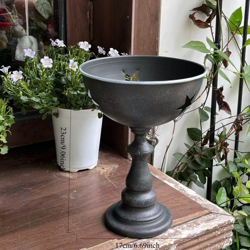 Kovani željezni saksija za cvijeće sa zvjezdastim otvorima, vintage francusko/europski stil, trofejskog oblika, podni ukras za vrt