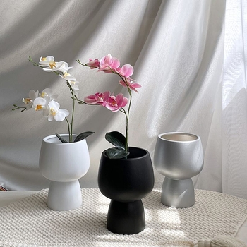 Keramički lonac za Phalaenopsis, stojeći na podu, nordijski stil, s donjim pladnjem