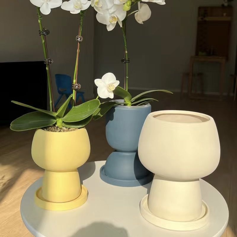 Keramički lonac za Phalaenopsis, stojeći na podu, nordijski stil, s donjim pladnjem